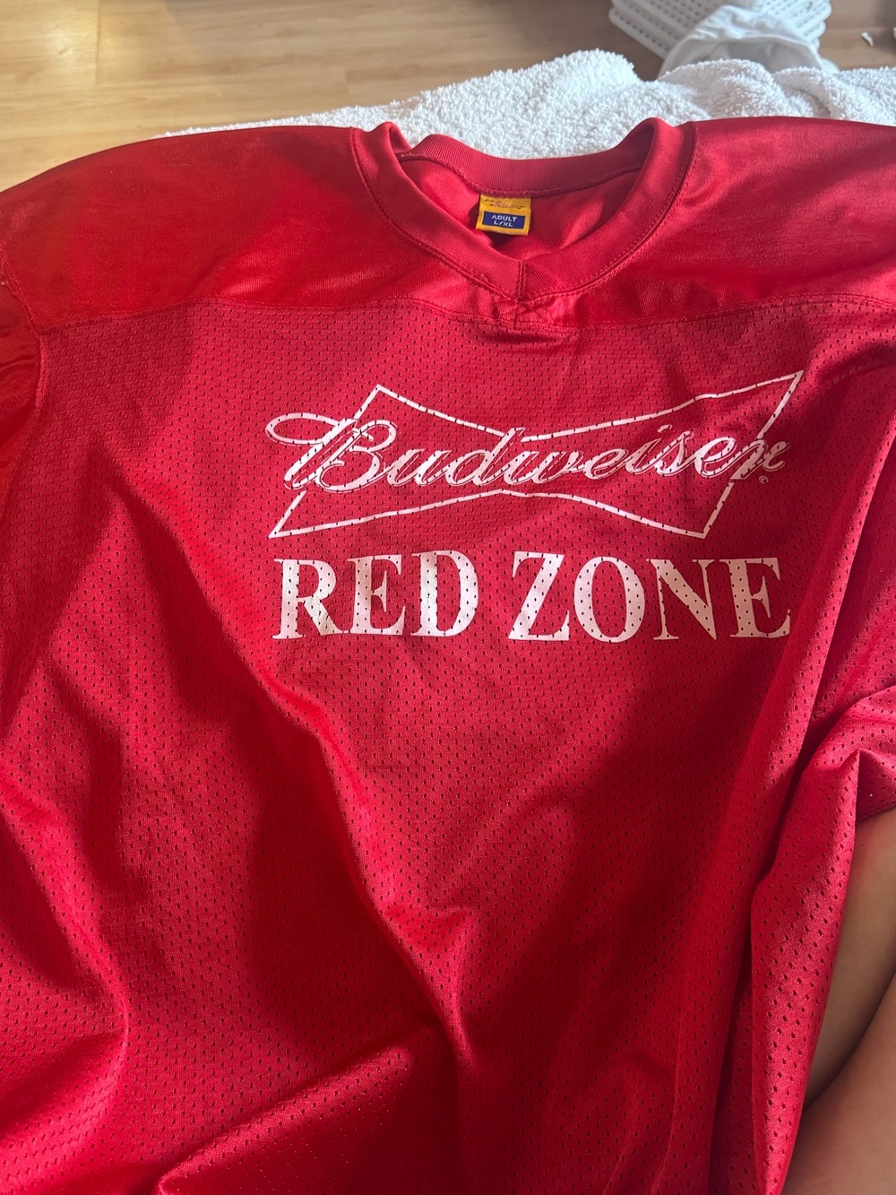 Budweiser Bright Red Mesh Football Jersey